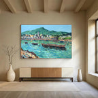 Coastal Boats Abstract Painting for Seaside Resort Lobbies YHT467
