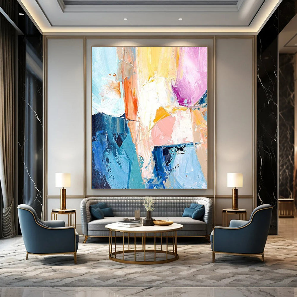 Vibrant Colorful Abstract Shapes Painting for Modern Interiors HENG280