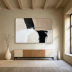 Black - Beige Abstract  Minimalist Contrast ABS092