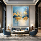 Gold and Blue Landscape Abstract Painting for Luxury - Themed Spa Retreats GAB0936