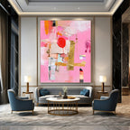 Pink Collage Abstract Painting for Bohemian - Inspired Cafes GAB1202