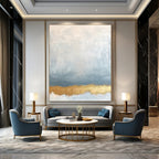 Blue and Gold Abstract Painting for Elegant Hotel Ballroom Entrances GAB1192
