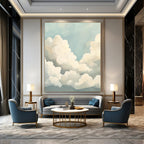 Fluffy Clouds on Blue Sky - Inspired Abstract Painting for Serene Spaces GAB1440