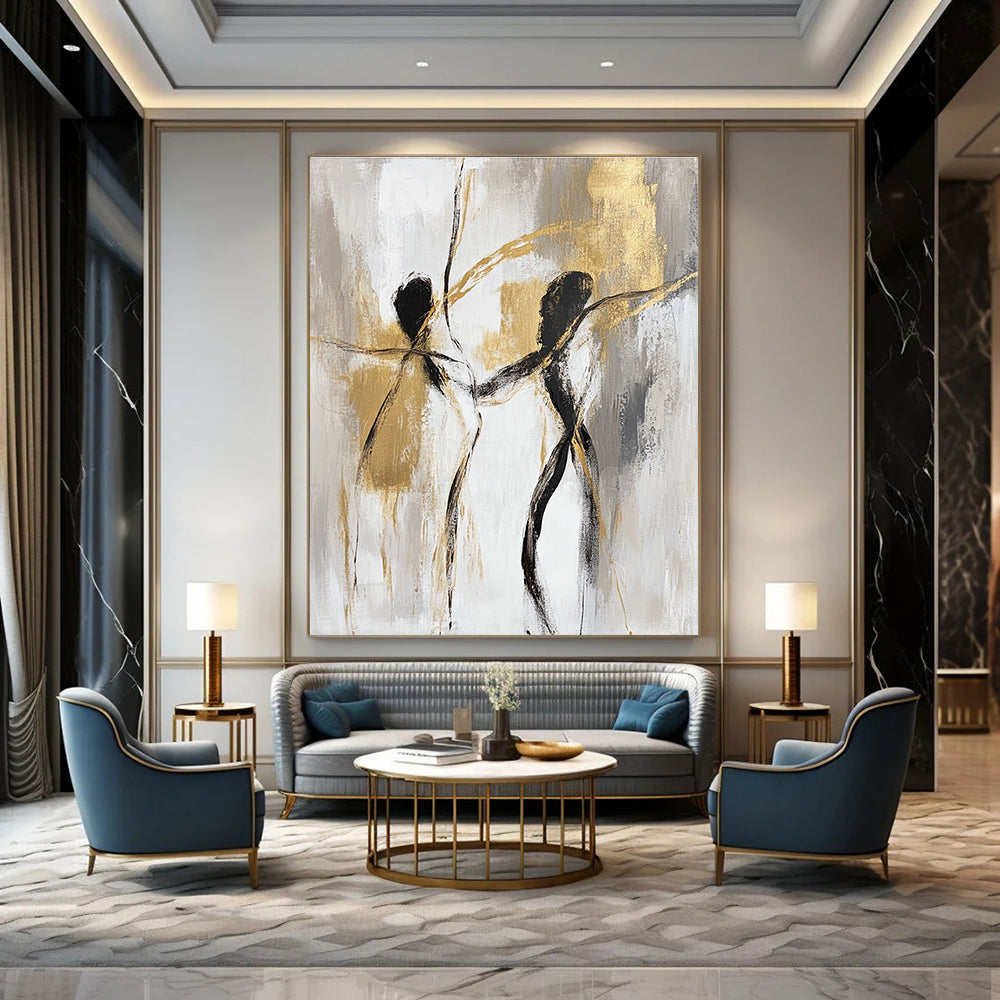 Dancing Figures Abstract Painting for Romantic - Themed Wedding Venues GAB0914