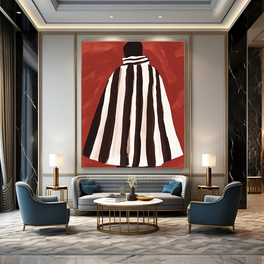 Striped Cloak Figure Abstract Painting with Bold Patterns GAB0052