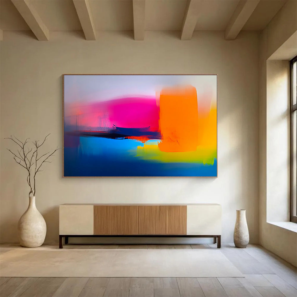 Vibrant Color Block Abstract Painting with Bold Hues ABS308
