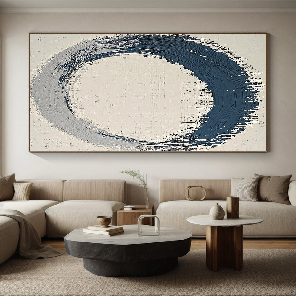 Blue and Gray Enso Abstract Painting with Zen Simplicity WINK125