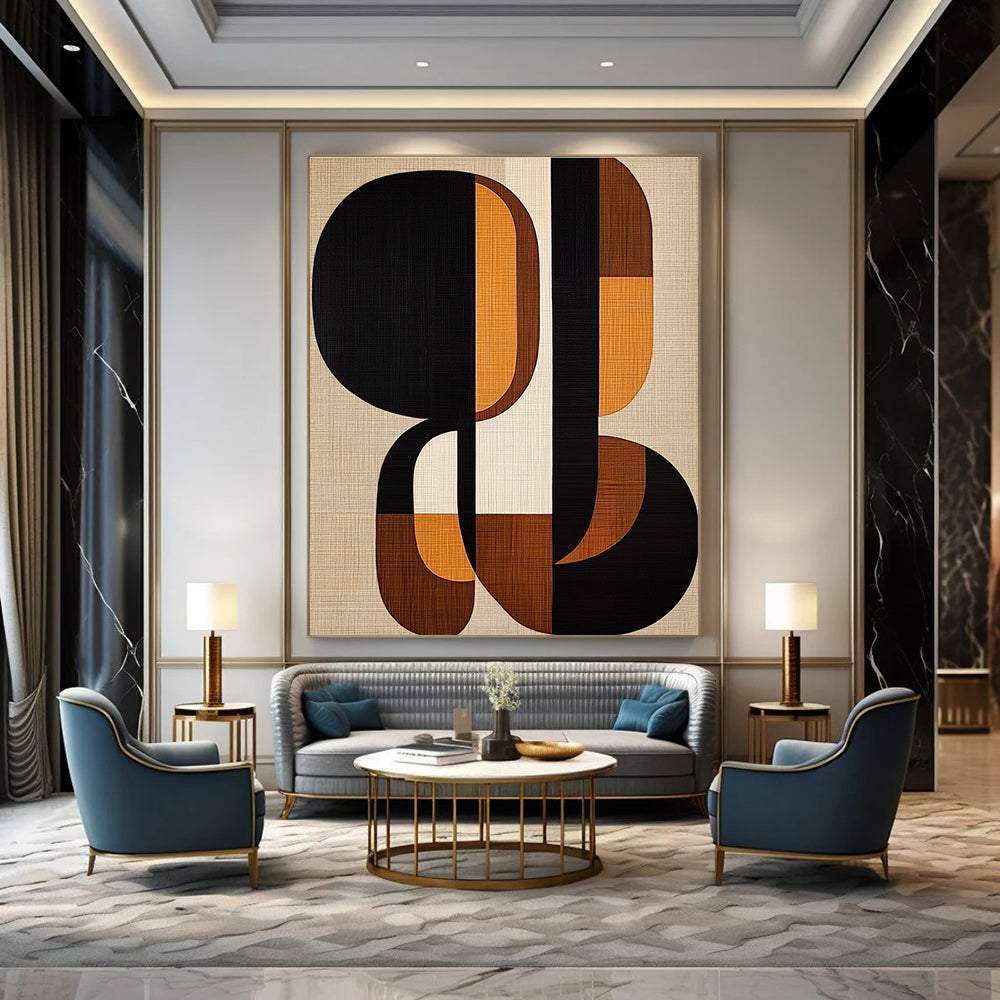 Interconnected Shapes Abstract Painting for Collaborative Workspaces GAB1358