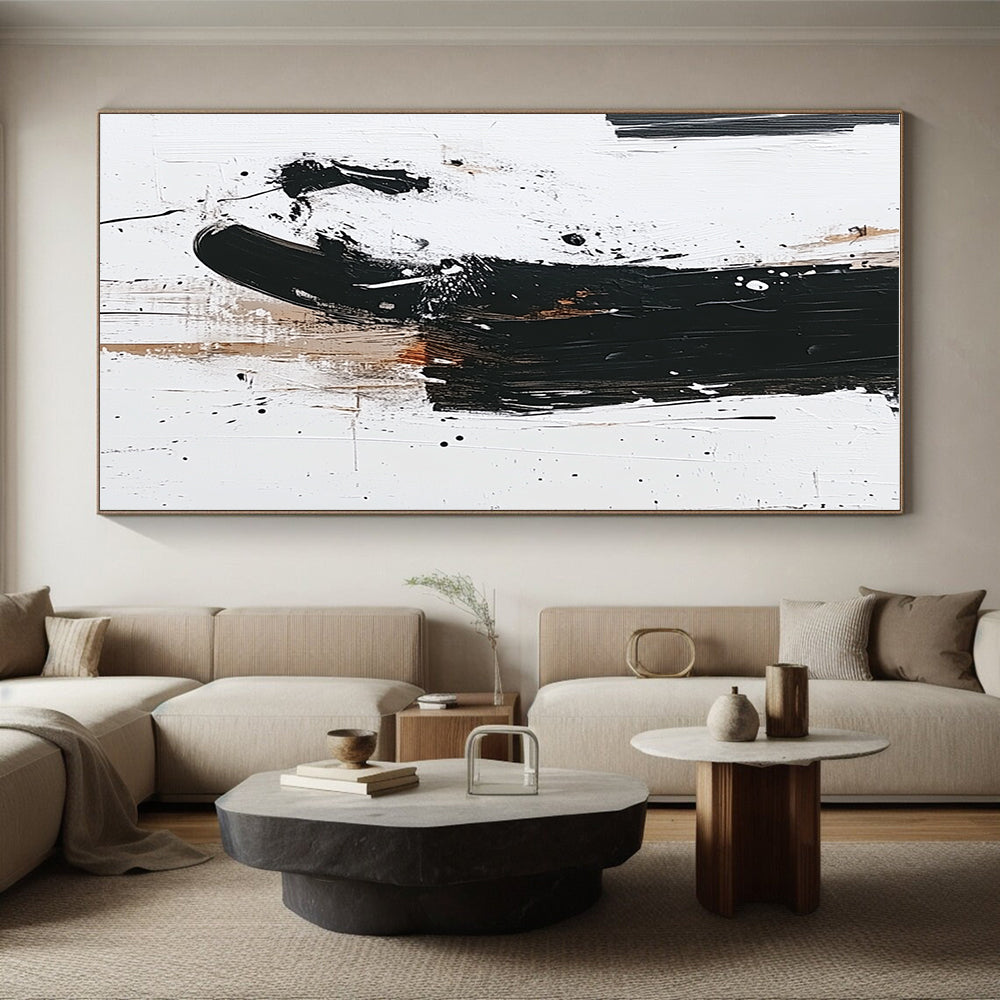 Black White Abstract Details Painting with Intricate Marks WINK638