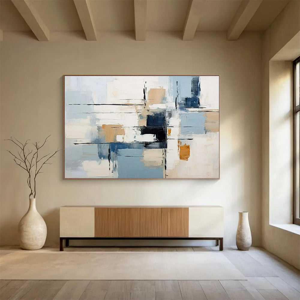Soft Color Block Abstract Painting for Calm Interiors YHT091