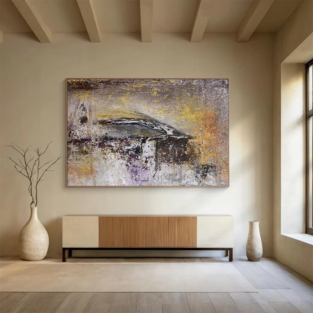 Gray and Gold Abstract Painting for Contemporary Art Galleries YHT372