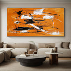 Orange Black White Abstract Painting with Dynamic Lines WINK659