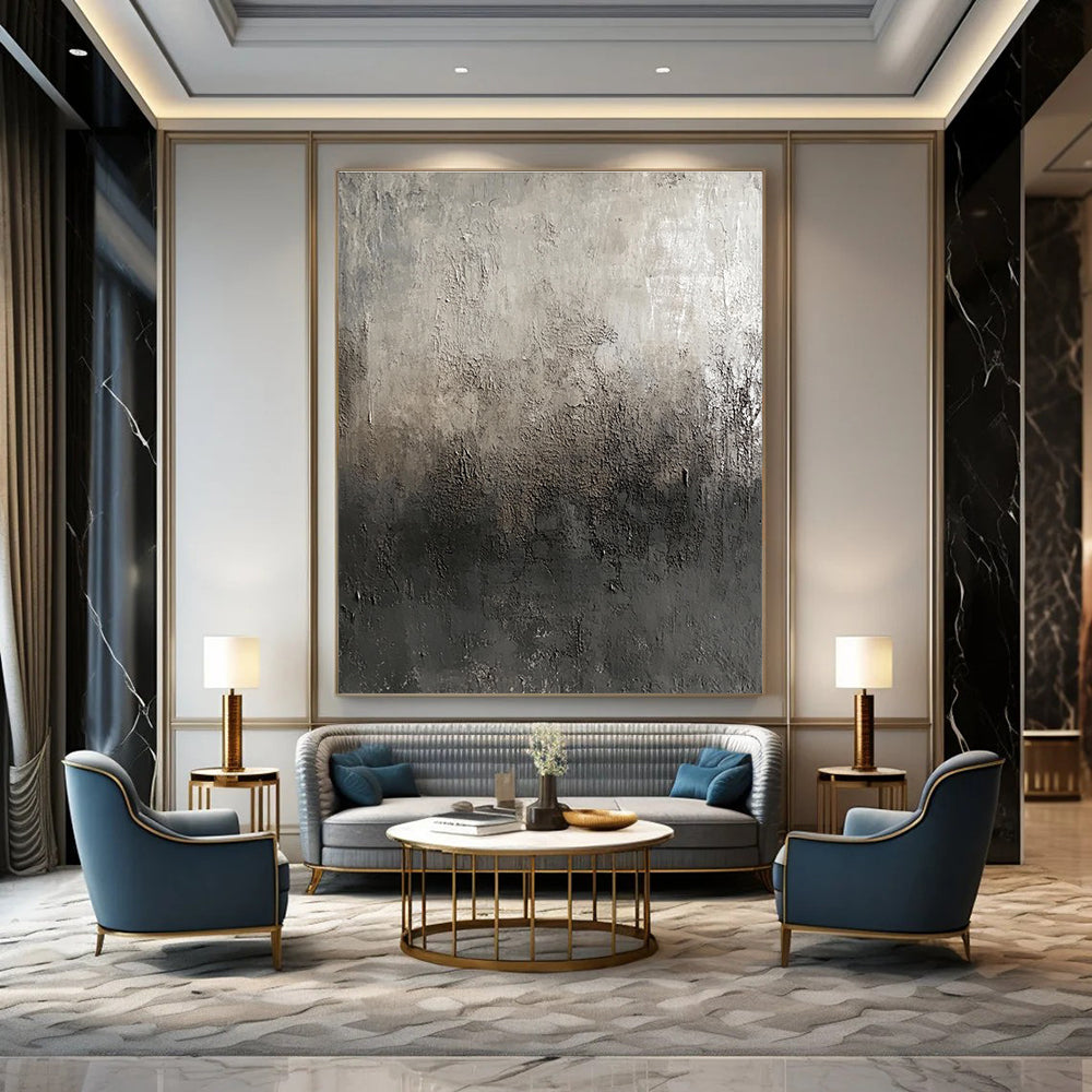 Textured Gray Gradient Abstract Painting for Industrial - Styled Lofts GAB1107