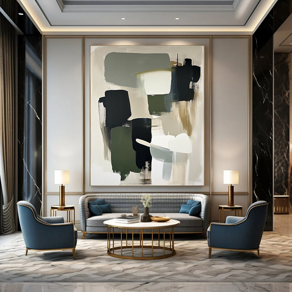 Neutral Tones Abstract Painting for Scandinavian - Inspired Home Offices GAB0923