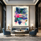 Musical Abstract Fusion Painting with Piano Motifs GAB0101