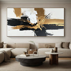 Gold - Black Abstract Burst Painting with Dynamic Opulence WINK366