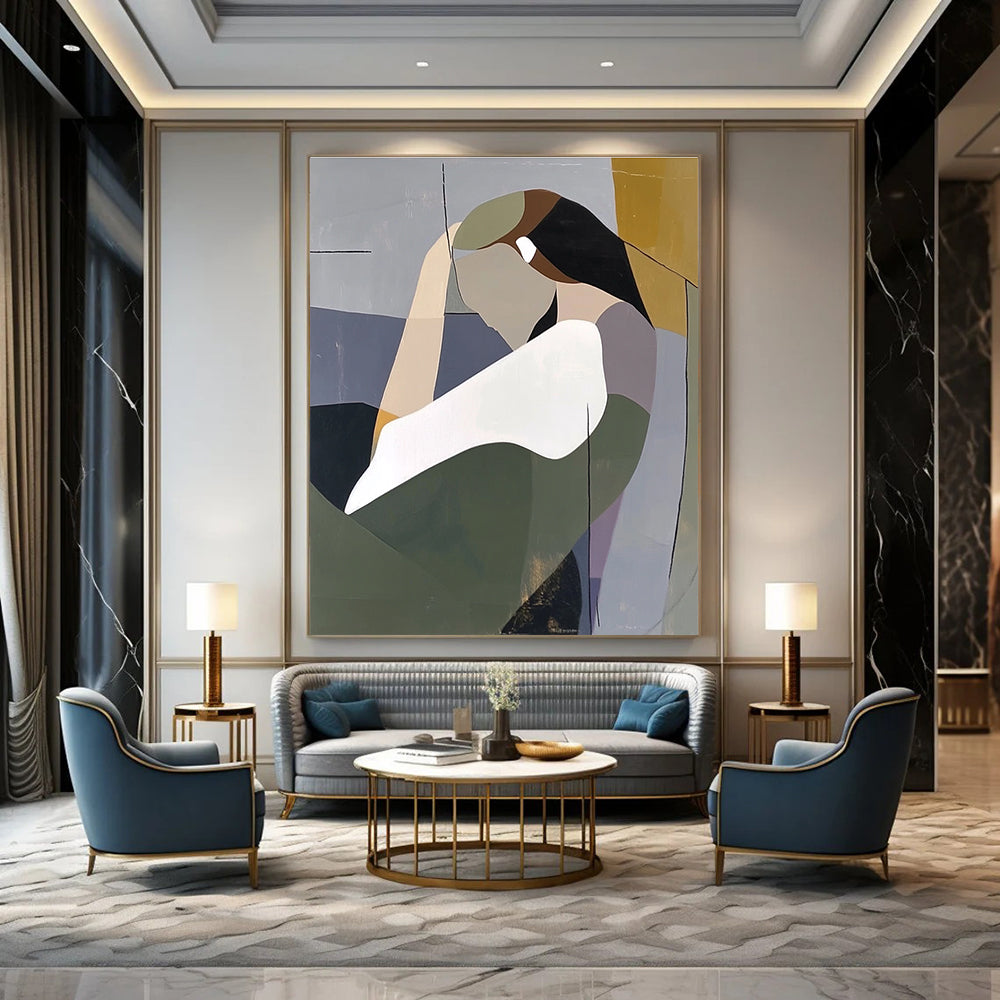 Abstracted Contemplative Figure Modern Portrait Abstract Painting GAB0267