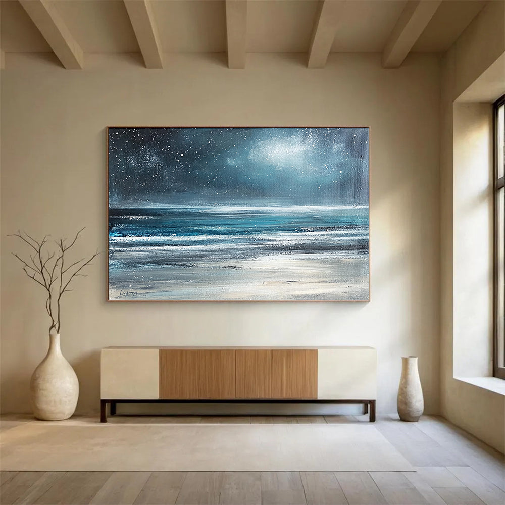 Starry Night Over the Sea Painting with Mysterious Celestial Charm ABS570