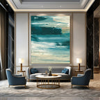 Dynamic Blue - White Abstract Painting for Modern Living Room Corners HENG177