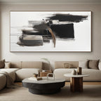Black - White Abstract Composition Painting with Bold Simplicity WINK353