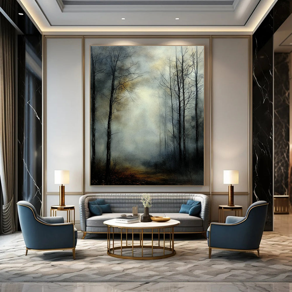 Misty Forest Path Abstract Painting for Rustic Cabin Studies GAB1345