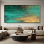 Teal Gold Textured Abstract Painting with Rich Layers WINK708