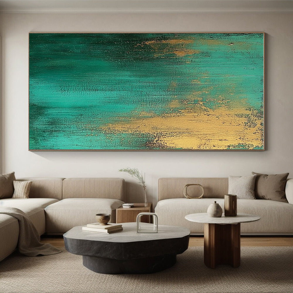 Teal Gold Textured Abstract Painting with Rich Layers WINK708
