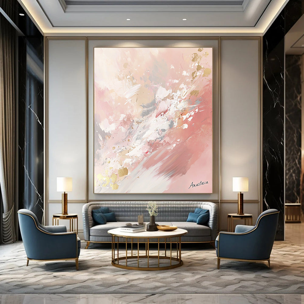 Pink and Gold Abstract Elegant Abstract Painting GAB0361