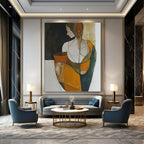 Stylized Figure with Bowl Abstract Painting for Cultural Vibes GAB0718