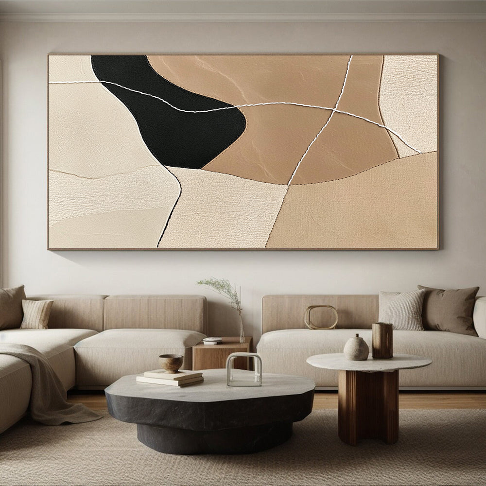 Leather - Patch Abstract Painting with Stitched Details WINK853