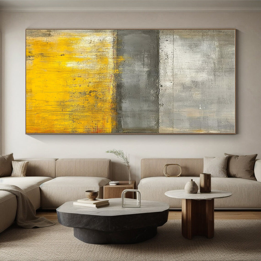 Gray Yellow Abstract Painting with Bold Contrast WINK541