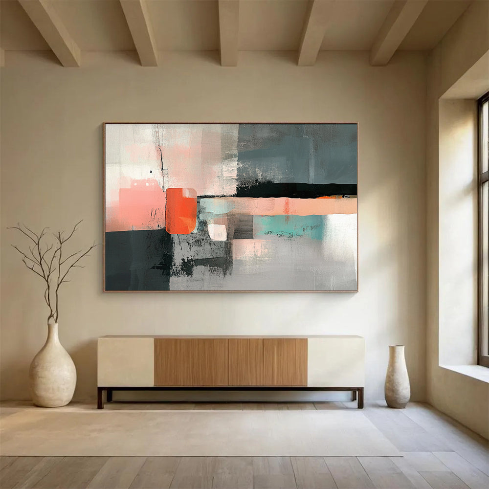 Minimalist Geometric Abstract Painting with Subtle Textured Layers ABS532