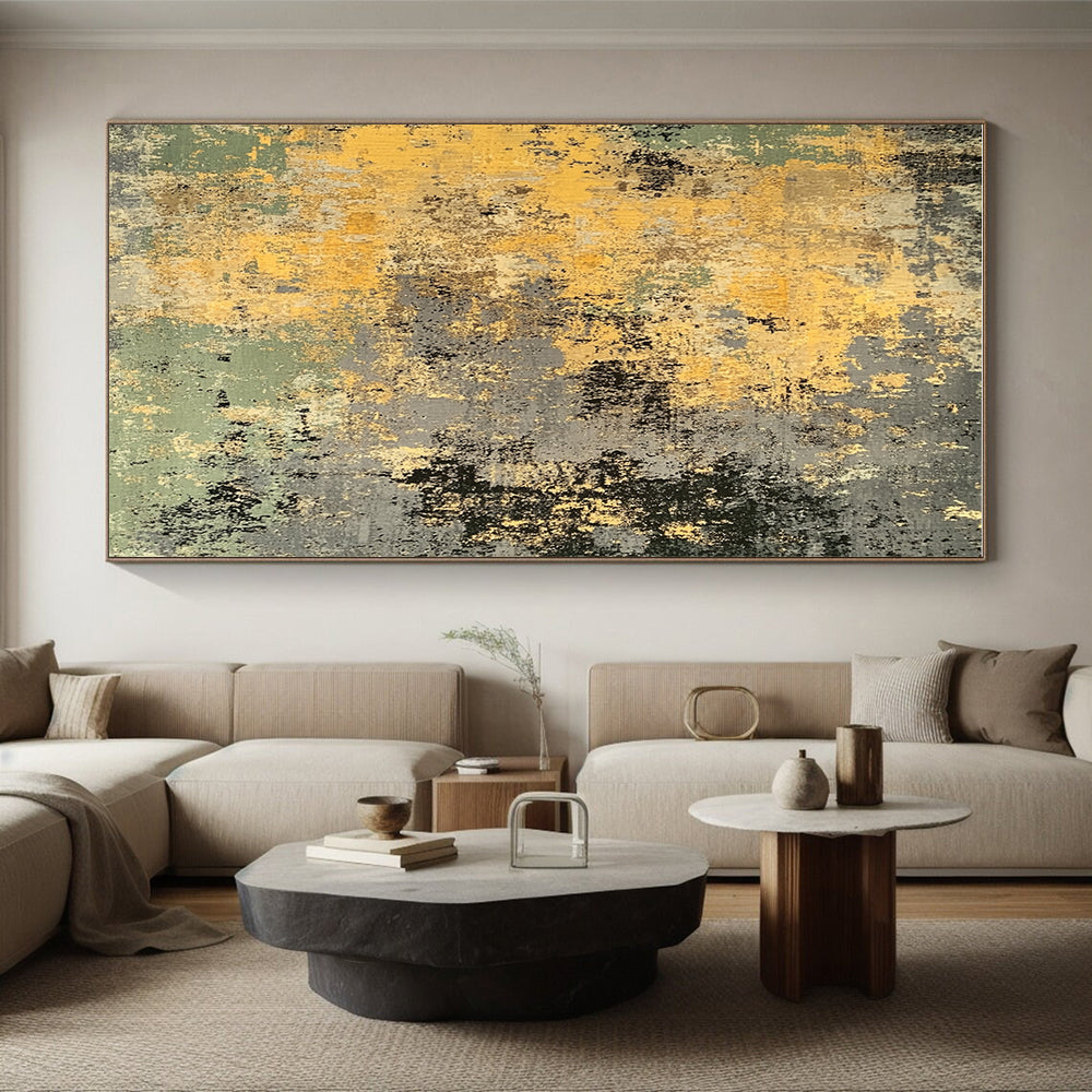 Yellow - Gray Abstract Rug with Rustic Charm WINK403