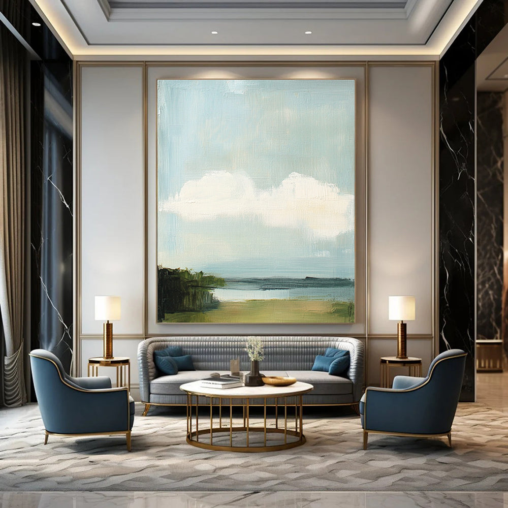 Serene Sky and Sea Abstract Painting for Coastal Home Decor GAB1290