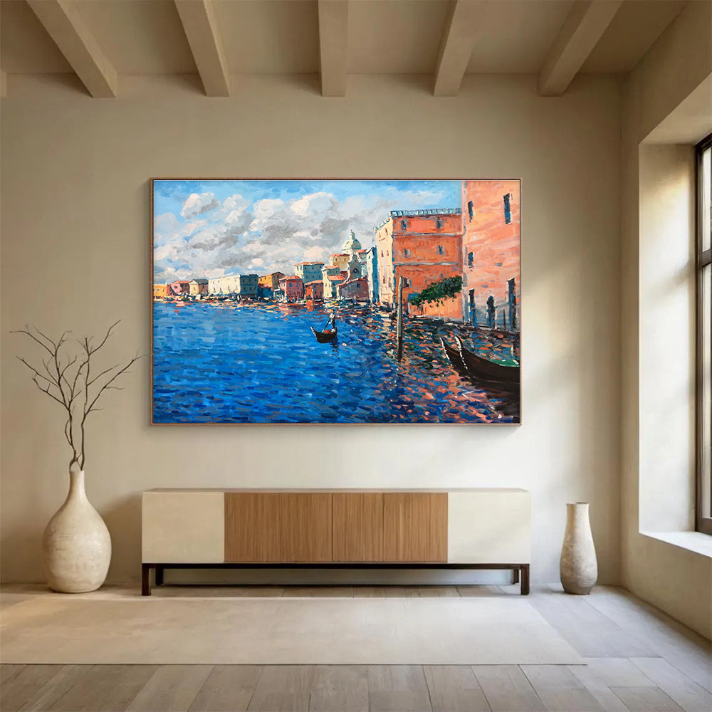 Venice Canal Abstract Painting for Italian Restaurant Private Dining Rooms YHT456