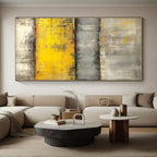 Gray Yellow Red Abstract Painting with Layered Intensity WINK542
