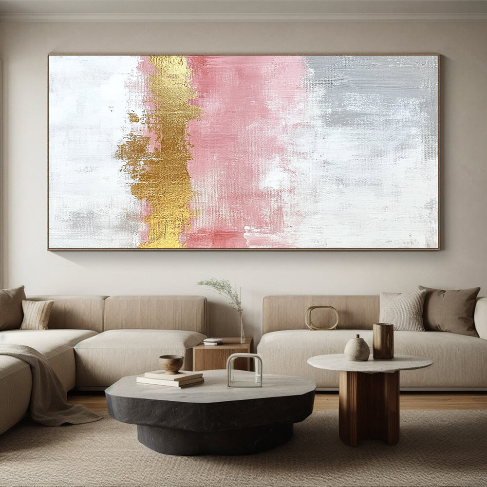 Pink Gold Abstract Painting with Elegant Warmth WINK330