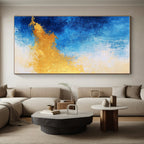 Blue - Gold Abstract Gradient Painting with Subtle Radiance WINK376
