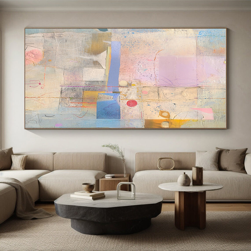 Collage of Textures 2 Abstract Painting with Whimsical Assemblage WINK195