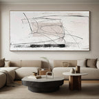 Black and White Linear Abstract Painting with Minimalist Rhythm WINK097