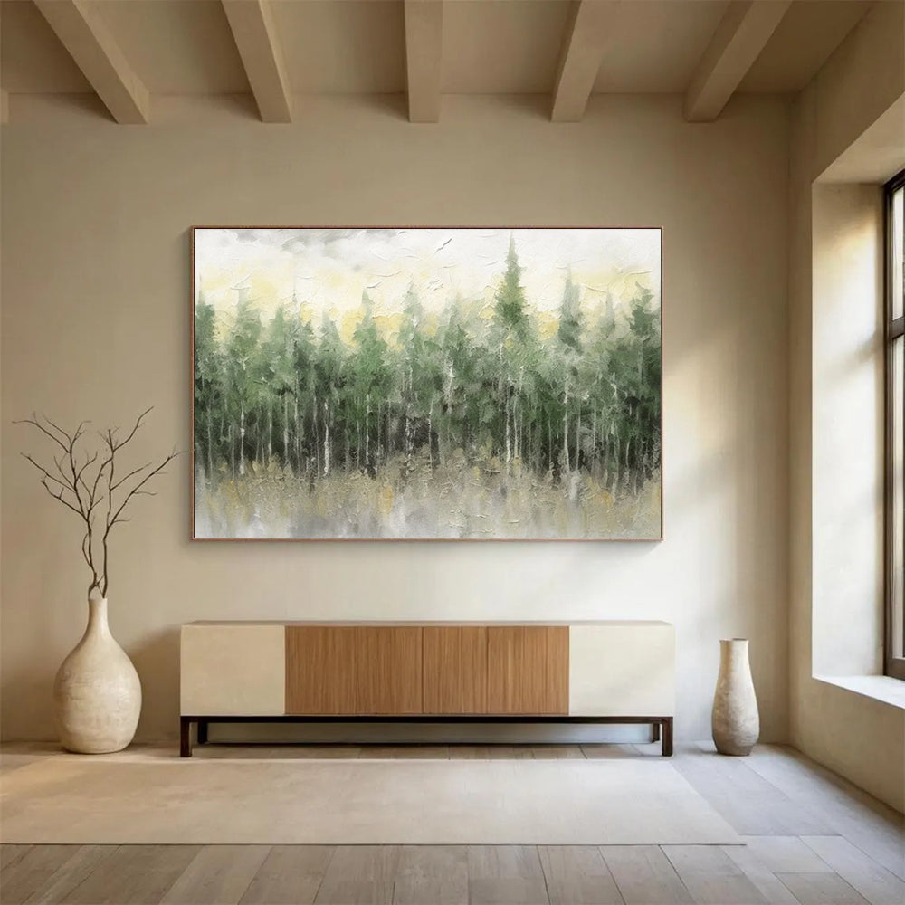 Misty Forest Abstract Painting for Enchanting Retreats YHT064