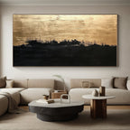 Gold and Black Divide Abstract Painting with Opulent Contrast WINK130