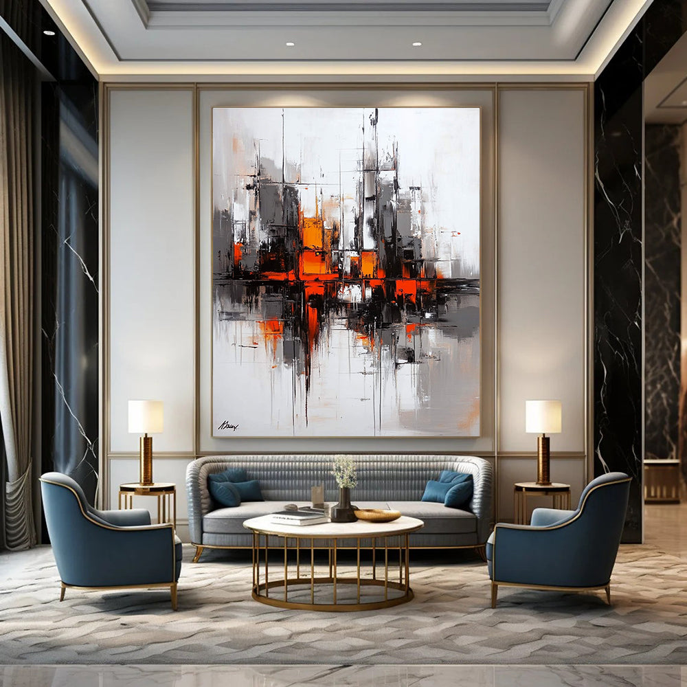 Vibrant Cityscape Art Abstract Painting for Energetic Workspaces GAB1398