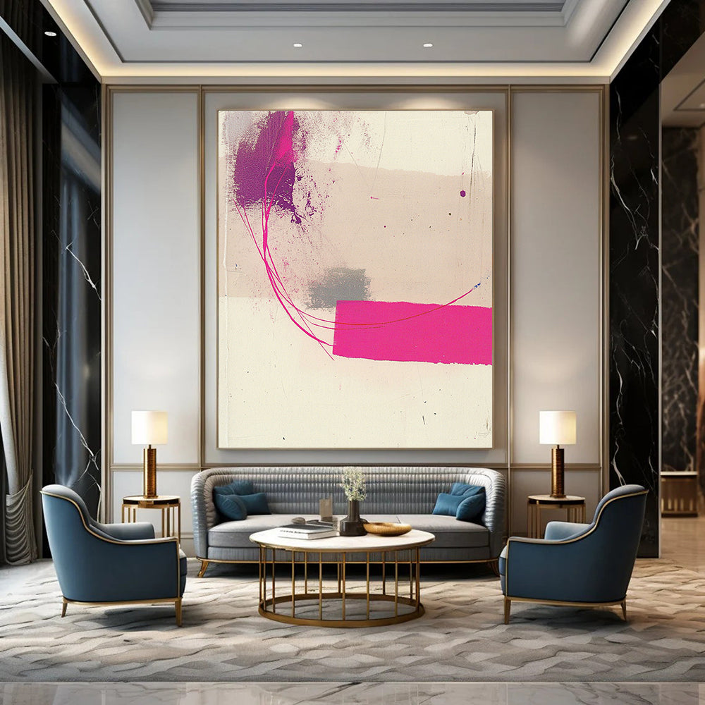 Pink and Purple Strokes Expressive Abstract Painting GAB0340