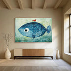 Blue Fish with a House  Whimsical Fantasy ABS069