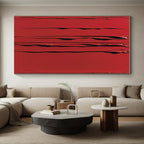Red Textured Stripes Abstract Painting with Bold Energy WINK101