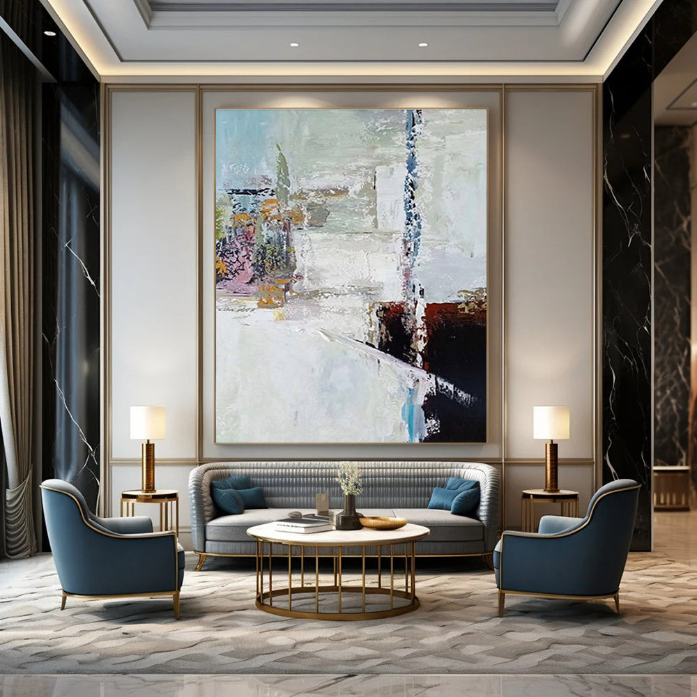Soft Color Abstract Painting for Minimalist Living Rooms HENG040