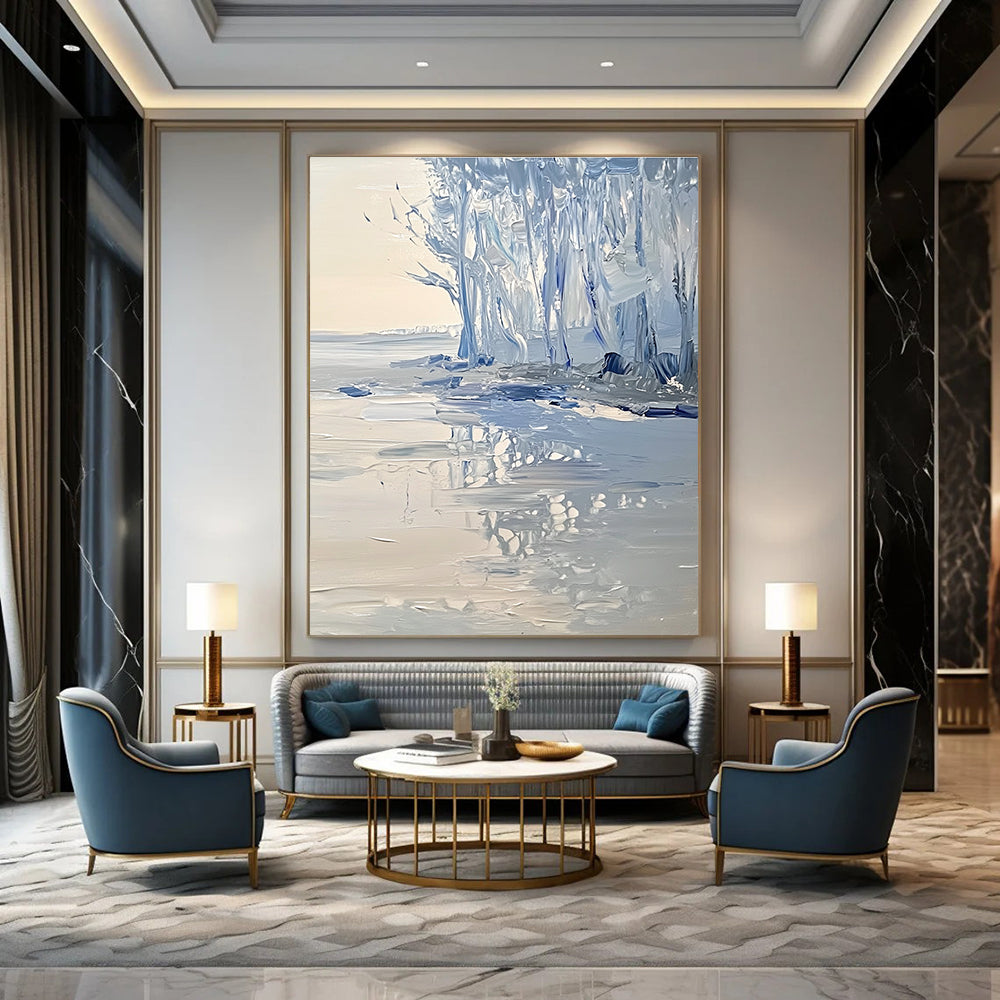 Icy Forest Abstract Painting for Winter - Themed Spaces GAB1066