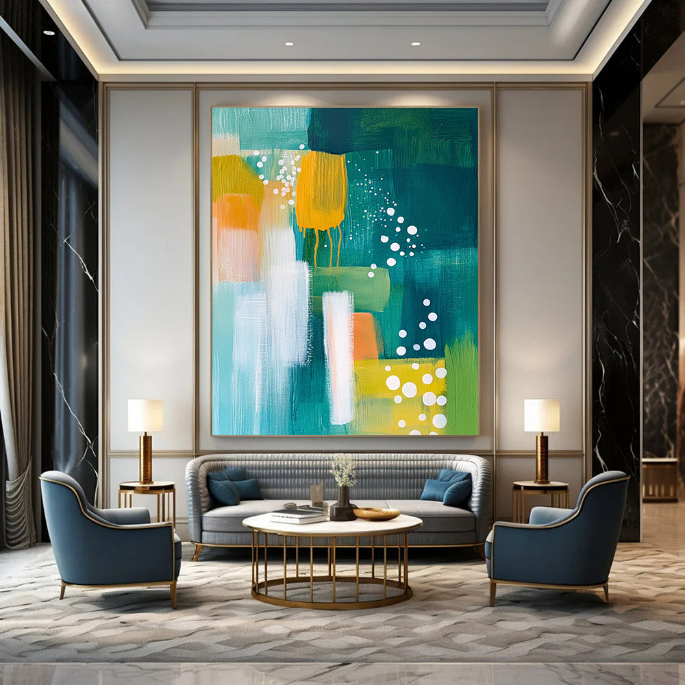 Colorful Bubbles Abstract Painting for Playful Cafes GAB1083