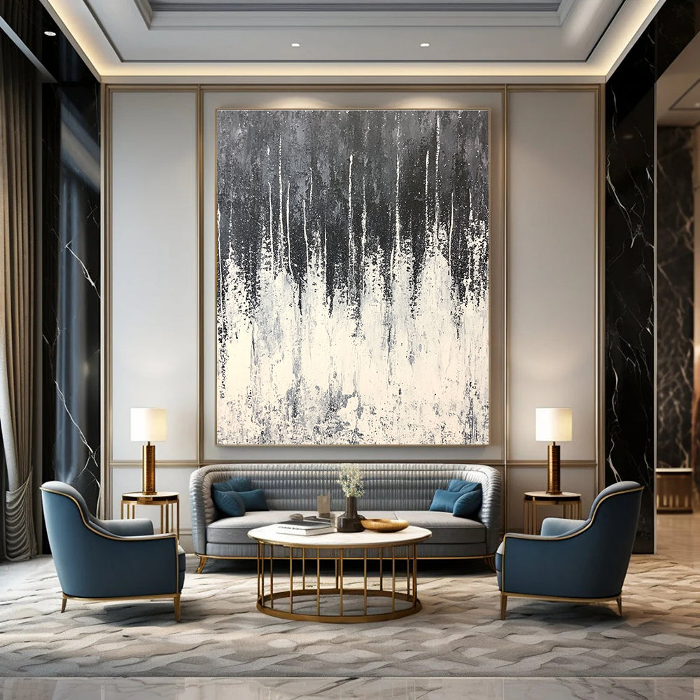 Black and White Drip Abstract Painting for Edgy Art Galleries GAB0824
